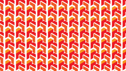 Abstract vector background featuring a seamless geometric pattern of vibrant red and orange isometric arrows creating a dynamic upward texture