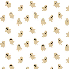 Halloween holiday. Ghostly doodle vector icon seamless pattern