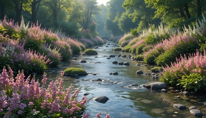 beautiful flowers in the river