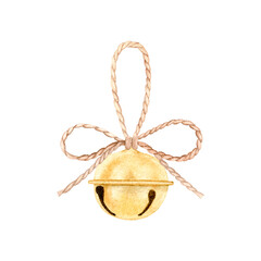 Christmas Watercolor Bell with Bow
