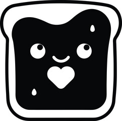 A cute cartoon black cat icon with a heart symbol and a happy black and white dog illustration for a Valentine's Day love concept design