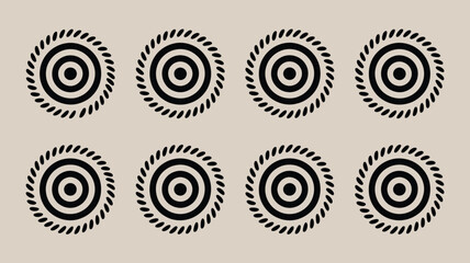 Elegant repeating pattern of stylized sunbursts in black and beige creating a modern and minimalist geometric design for sophisticated backgrounds