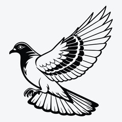 Obraz premium Pigeon line art White background illustration Generative Ai 