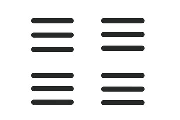 Hamburger menu icon set for web design and mobile apps. Navigation button symbol for user interface. UI and UX graphic element for website. List, options, settings sign.