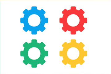 Colorful settings gear icon symbol vector set, multicolor cogwheel illustration for system preferences and modern technology concepts, transparent background vector graphic