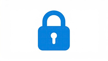 Blue padlock icon symbolizing security and data protection.