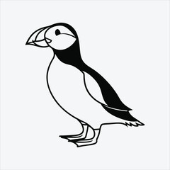 Puffin line art White background illustration Generative Ai