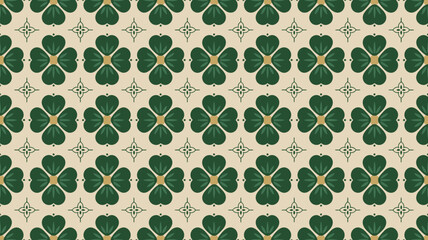 Stunning clover pattern for St Patrick's Day celebrations with a vintage flair perfect for backgrounds, invitations, and festive designs