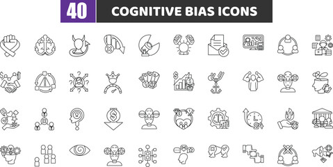 Cognitive Bias Icons Set - Psychology and Decision Making Vector Collection