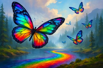 Rainbow Fantasy Art: Vibrant Nature, Abstract & Cosmic Digital Painting Collection