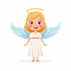 Fototapeta premium Little angel girl with transparent background
