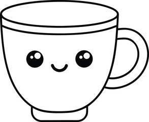 An isolated vector illustration of a ceramic mug with a hot black coffee or tea beverage, perfect for a breakfast drink