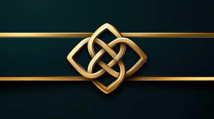 Golden Knot Design On Dark Green Background