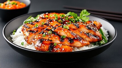 Delicious Teriyaki Chicken Served Over Rice With Sesame Seeds