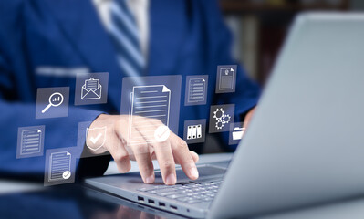 Audit business concept. Compliance with internal organization financial services regulation, financial examination for business and financial management system.