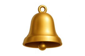 Golden bell notification button with transparent background