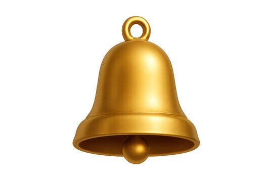 Golden bell notification button with transparent background