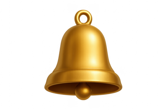 Golden bell notification button with transparent background