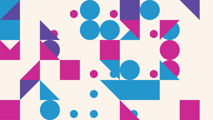 Obraz premium Abstract geometric pattern background shapes circle square triangle blue purple pink modern design art illustration graphic backdrop