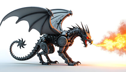 Mechanical Dragon Breathing Fire