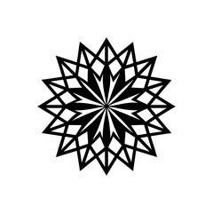 Geometric starburst with angular patterns on transparent background silhouette