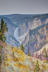 Grand Canyon Of The Yellowstone. Lower Falls of the Yellowstone River Park Trail.