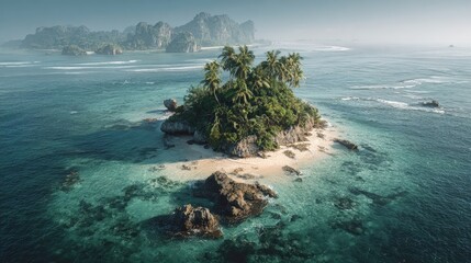Isolated tropical paradise isolated amidst vast oceans encapsulating tranquility in an epic landscape