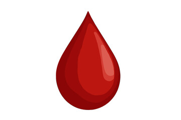 Blood drop isolated vector illustration. Symbol for blood donation, medical test, dna analysis. Red liquid droplet icon for healthcare, charity, science, and hemoglobin concepts.