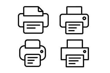 Set of printer icons vector isolated on white background, print document symbols with transparent background, ordered printer illustrations for office and technology usage