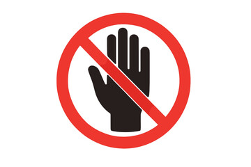 Prohibition No Hand Symbol Warning Sign Vector Illustration. Stop Violence Concept. No Entry, No Touch, Do Not Enter, Safety, Danger, Caution, Hand Iconon White Background.