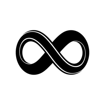 Infinity symbol with double black outline on transparent background silhouette