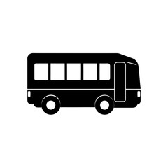 Silhouette of a passenger bus illustration on transparent background