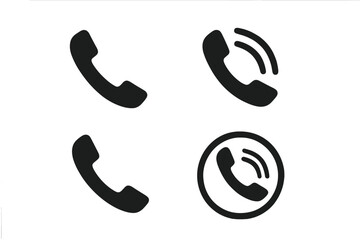 Phone icon set. Telephone handset symbol collection for contact us page. Vector for call center, support, communication. Ringing phone pictogram element for web, app design.