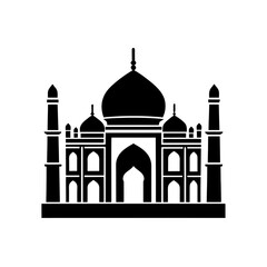Silhouette of the taj mahal architecture on transparent background