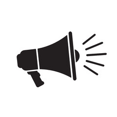 Black silhouette of a megaphone icon with sound waves