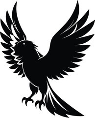 "Black Silhouette Flying Bird Logo Design Vector"