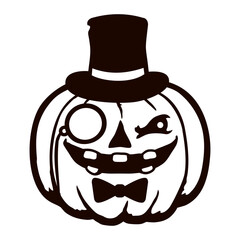 Gentleman Pumpkin Monocle Rich Top Hat Halloween Classy