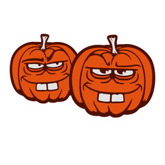 Silly Pumpkins Mischievous Grin Halloween Funny Comic Faces