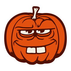 Silly Pumpkin Mischievous Grin Halloween Funny Comic Face