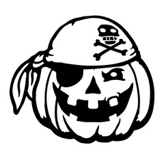 Pirate Pumpkin Sailor Halloween Funny Eye Patch Cartoon