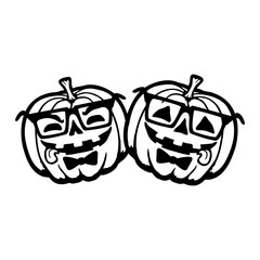 Two Nerd Pumpkins Glasses Bow Tie Halloween Geek