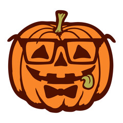 Nerd Pumpkin Glasses Halloween Funny Geek Smart Cartoon