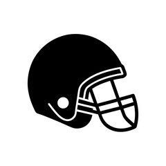 Illustration of a black football helmet on transparent background silhouette