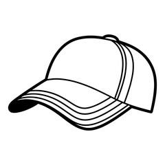 Outlined monochrome ball cap shows basic design elements against a simple white background