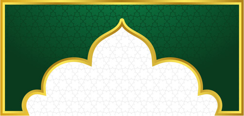 Islamic Green Gold Frame Background
