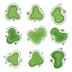 Organic amoeba in drop shape, abstract green color with line vector illustration. Organic green shape with smooth and irregular form. abstract vector illustration.