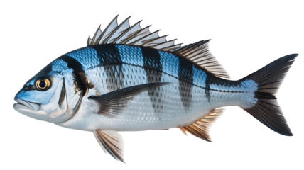 Beautifully detailed fish with striking blue stripes, aquatic life at its finest