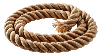 Intricately Twisted Natural Fiber Rope Coiled in Circular Formation