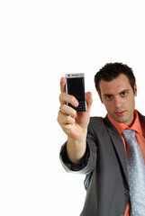 Businessman Showing Mobile Phone