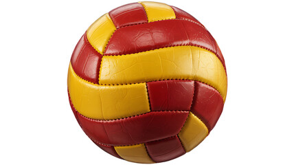 Vibrant Red and Yellow Volleyball Showcasing Textured Leather Surface Design